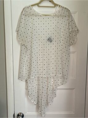 torrid White Sheer High-Low Blouse with Black Cross Print
